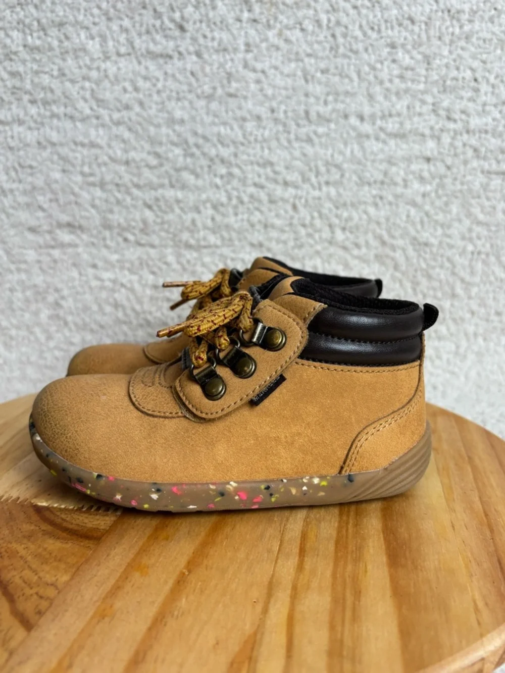 Merrell Boots Toddler 8M Bare Steps 2.0 Leather Hook and Loop in Brown